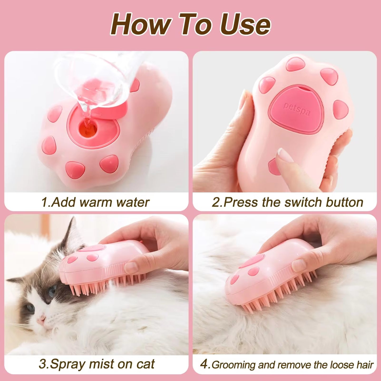 PawfectPets 3in1 Steam Brush 